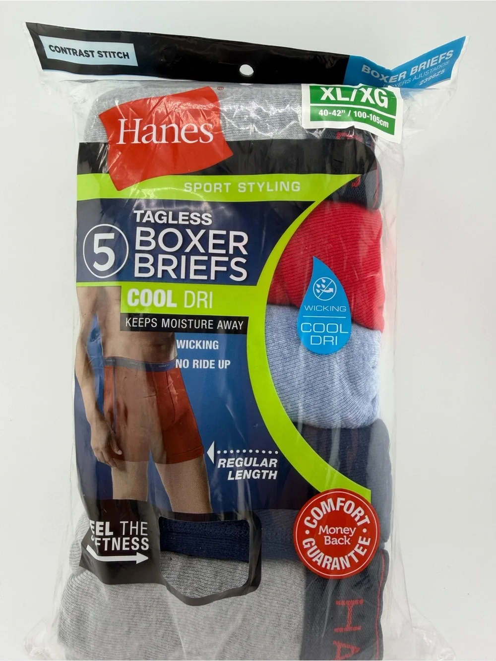 Hanes Tagless Men's Boxer Cool Dry Briefs - MULTI Colored 5 Pairs NWT